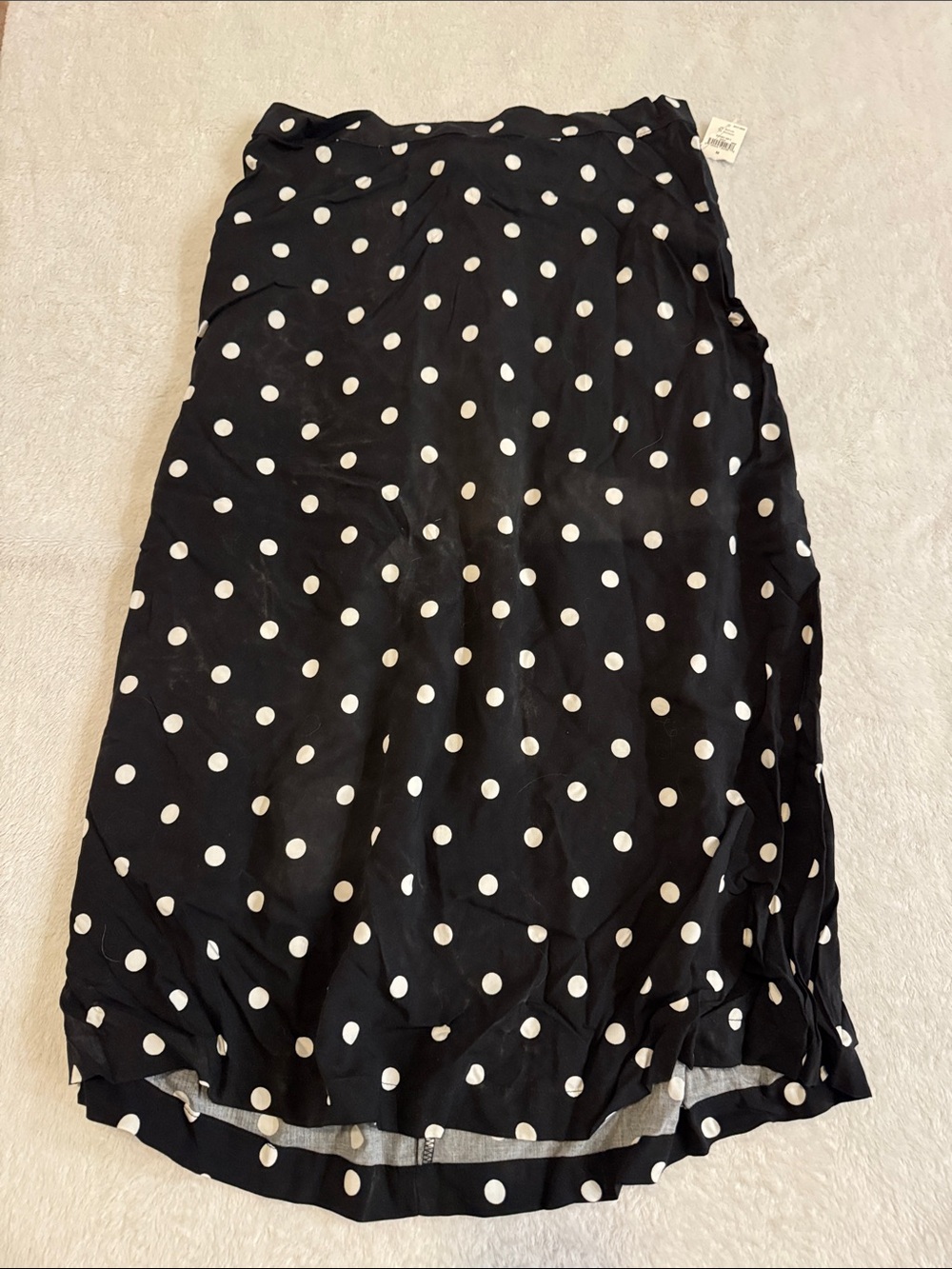 Old Navy Black and White Polka Dot Midi Skirt